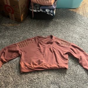 Chloe & Katie- Size Large- light maroon crop top with Gems on shoulders
